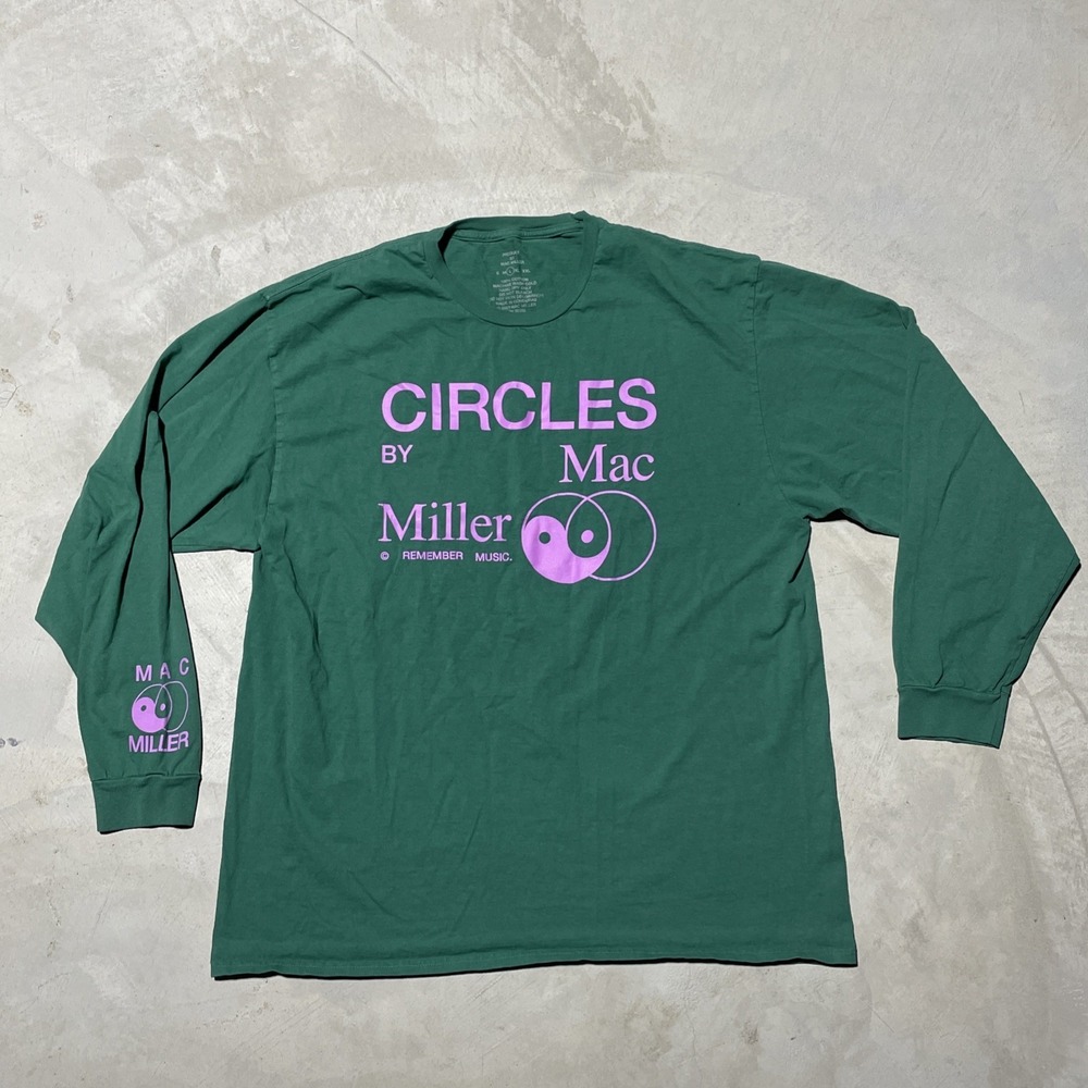 2022 Mac Miller CIRCLES Tee T Shirt Yin Yang Pools Green Hip Hop Rap Promo SZ L